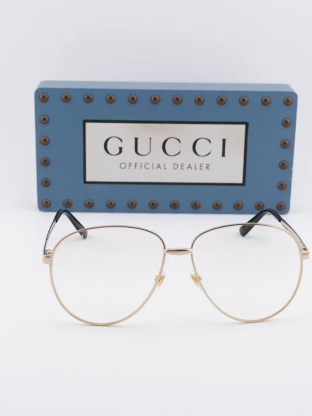 Gucci GG0138S 003 Women Aviator Sunglasses - Gold / Transparent